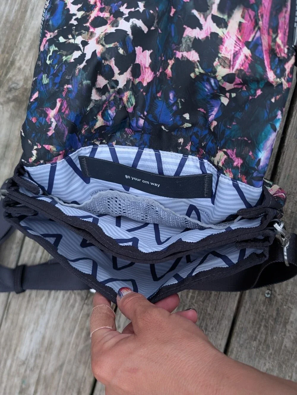 Lululemon Athletica Party Om Floral Black & MultiPrint Convertible Crossbody Bag